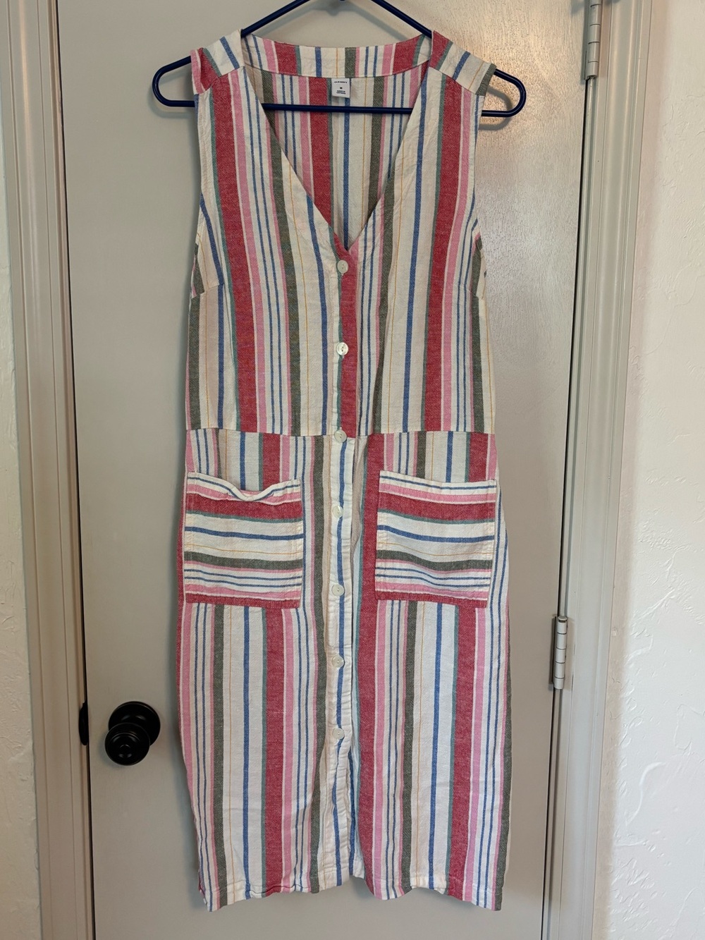 Old Navy Striped Button-Front Sleeveless Dress | Size Medium